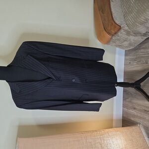 Classic Black Pinstripe Men's Blazer
